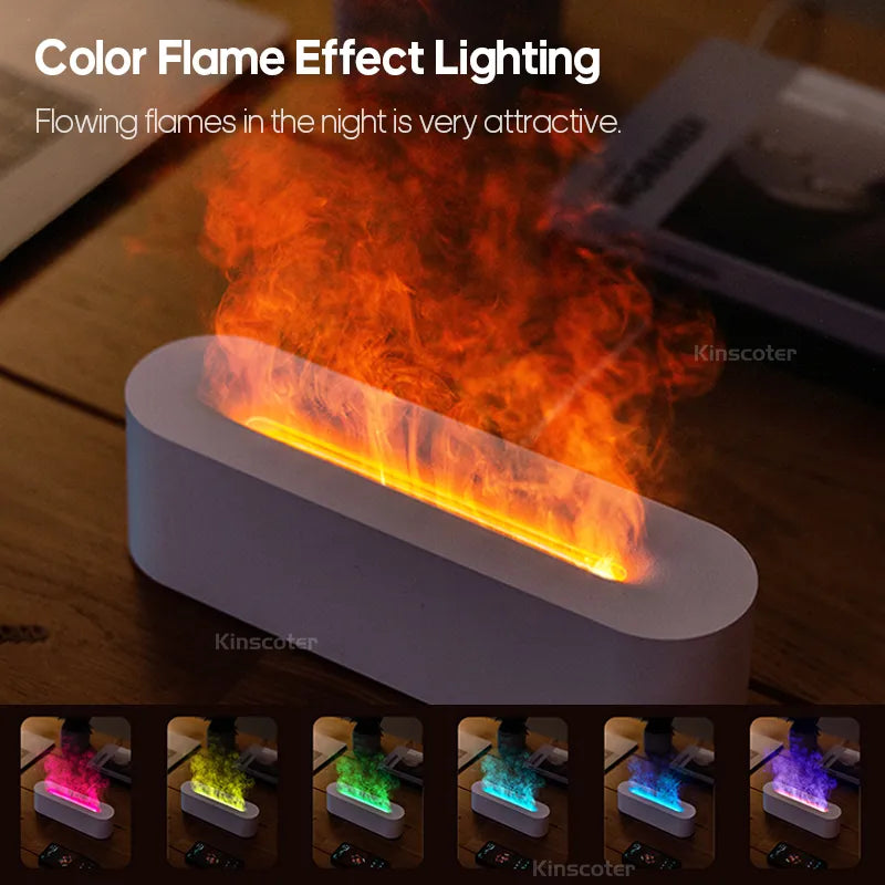 KINSCOTER RGB Flame Aroma Diffuser Air Humidifier Ultrasonic Cool Mist Maker Fogger LED Essential Oil Difusor Fragrance Home